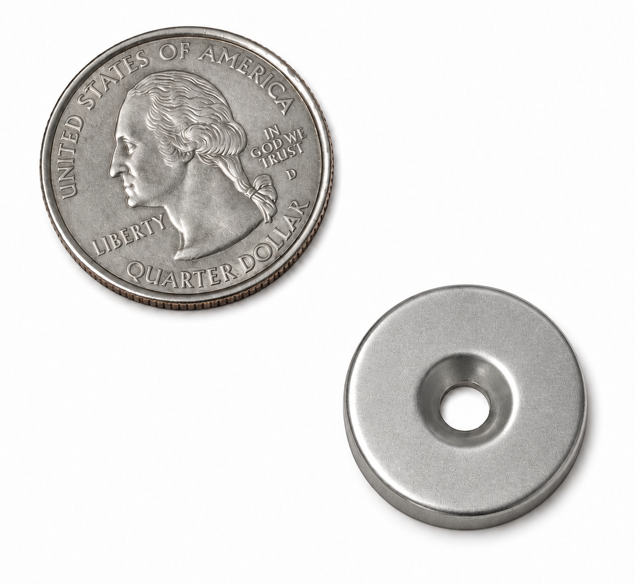 N52 3/4 x 1/8 Inch Neodymium Magnet Encased in Protective Steel Shatter-Resistant Screw-Mount Magnet